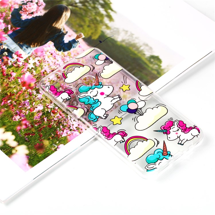 Pattern Printing Flexible TPU Casing for Huawei P Smart / Enjoy 7S - Cartoon Unicorn-1