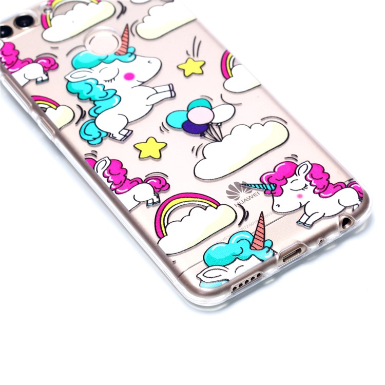 Pattern Printing Flexible TPU Casing for Huawei P Smart / Enjoy 7S - Cartoon Unicorn-2
