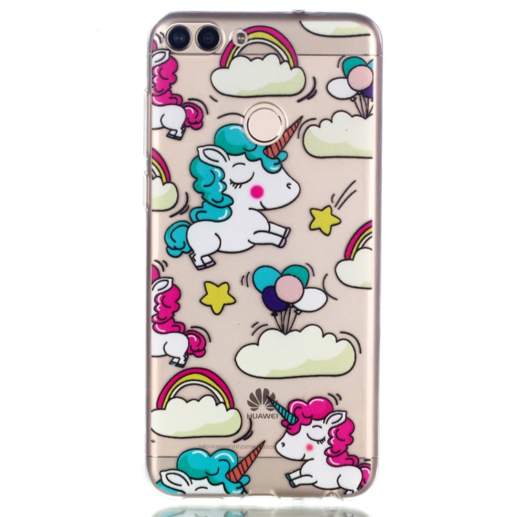 Pattern Printing Flexible TPU Casing for Huawei P Smart / Enjoy 7S - Cartoon Unicorn-4