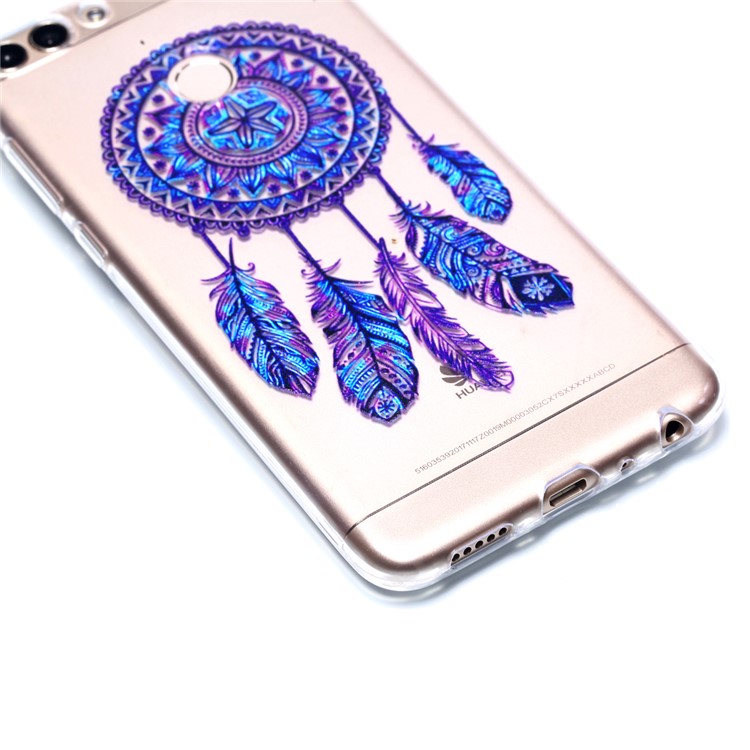 Pattern Printing Flexible TPU Featherweight Cover for Huawei P Smart / Enjoy 7S - Dream Catcher-2