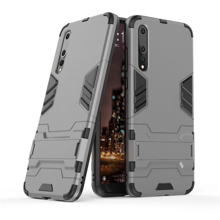 Cool Guard PC TPU Combo Mobile Shell with Kickstand for Huawei P20 Pro - Grey-1