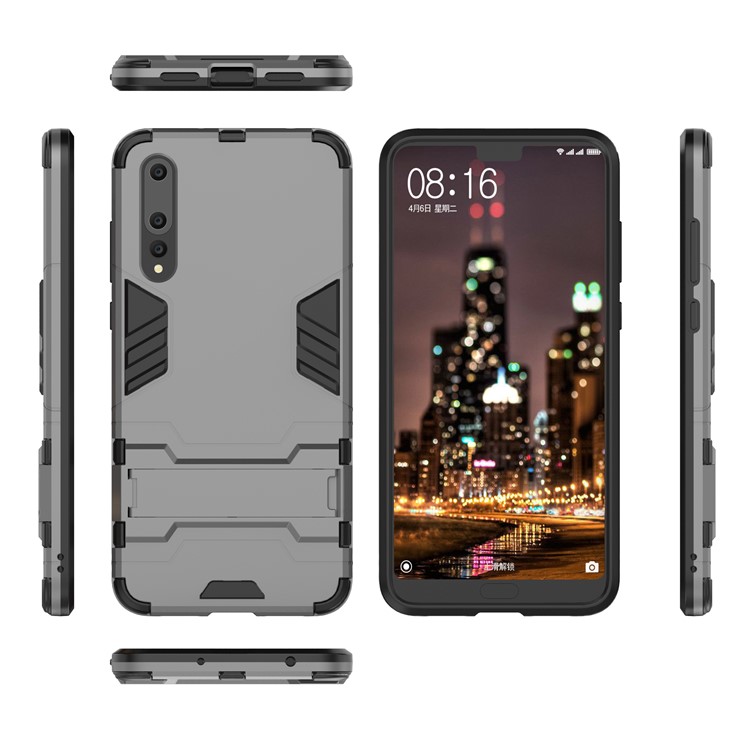 Cool Guard PC TPU Combo Mobile Shell with Kickstand for Huawei P20 Pro - Grey-3