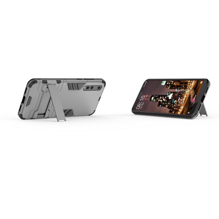 Cool Guard PC TPU Combo Mobile Shell with Kickstand for Huawei P20 Pro - Grey-4
