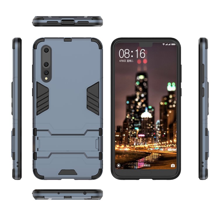 Cool Guard PC TPU Hybrid Mobile Phone Shell with Kickstand for Huawei P20 Pro - Dark Blue-3