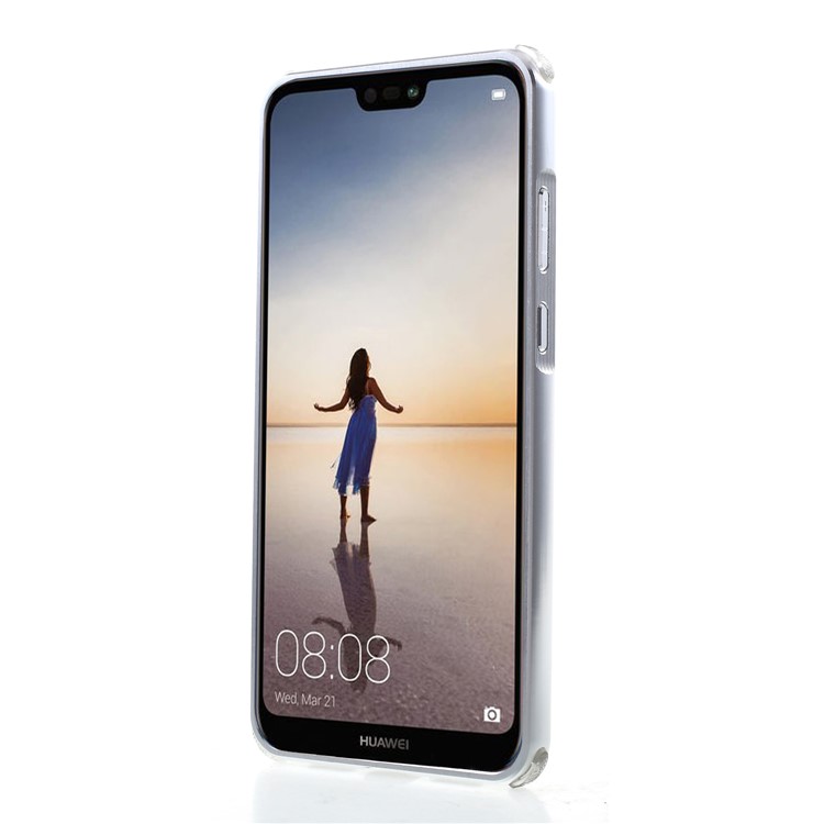 Slide-on Drop-proof Brushed PC Plate + Metal Bumper Hybrid Mobile Back Casing for Huawei P20 Pro - Silver-2