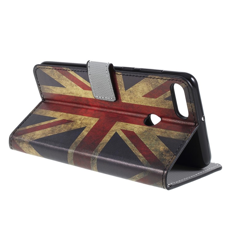 Pattern Printing PU Leather Magnetic Wallet Stand Cell Phone Casing for Huawei Y9 (2018)/Enjoy 8 Plus - Flag of British-5