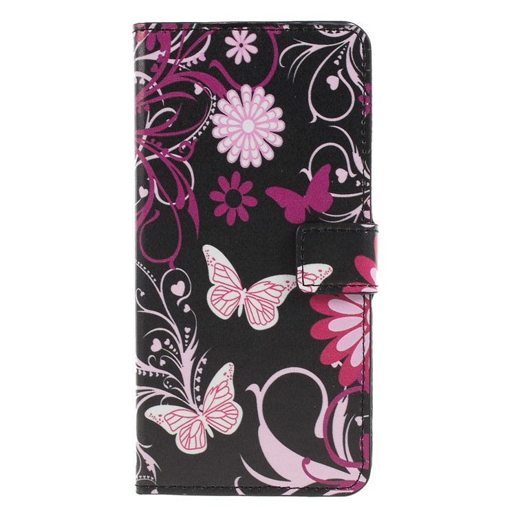 Pattern Printing PU Leather Magnetic Wallet Stand Protective Case for Huawei Y9 (2018)/Enjoy 8 Plus - Butterfly Flower-1