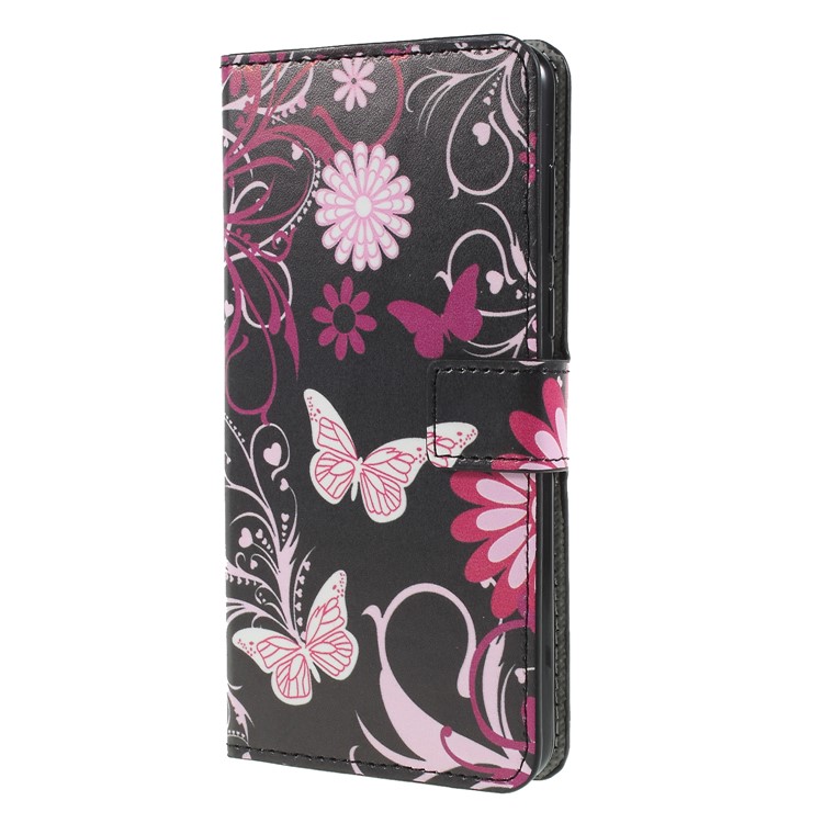 Pattern Printing PU Leather Magnetic Wallet Stand Protective Case for Huawei Y9 (2018)/Enjoy 8 Plus - Butterfly Flower-3