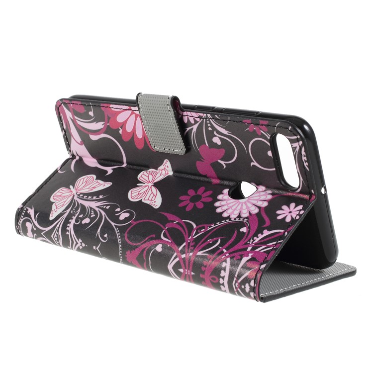 Pattern Printing PU Leather Magnetic Wallet Stand Protective Case for Huawei Y9 (2018)/Enjoy 8 Plus - Butterfly Flower-5