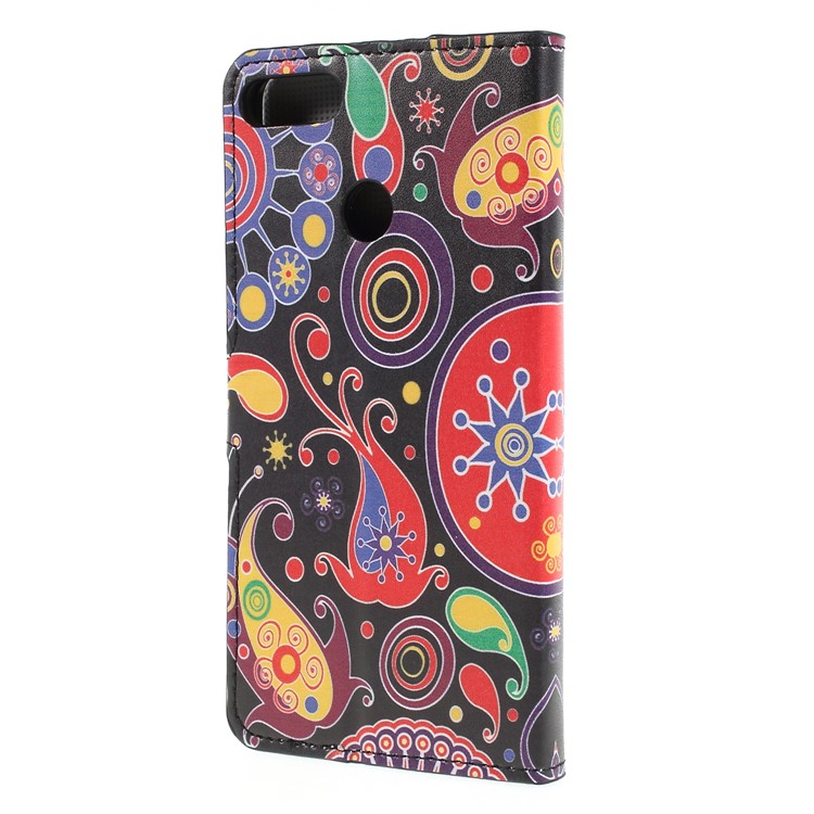 Pattern Printing PU Leather Magnetic Wallet Stand Protective Cover for Huawei Y9 (2018)/Enjoy 8 Plus - Abstract Pattern-2