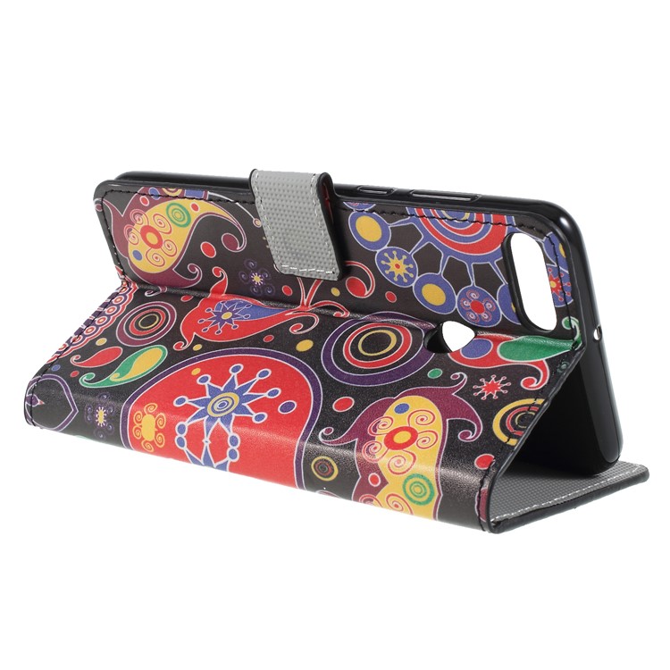 Pattern Printing PU Leather Magnetic Wallet Stand Protective Cover for Huawei Y9 (2018)/Enjoy 8 Plus - Abstract Pattern-5
