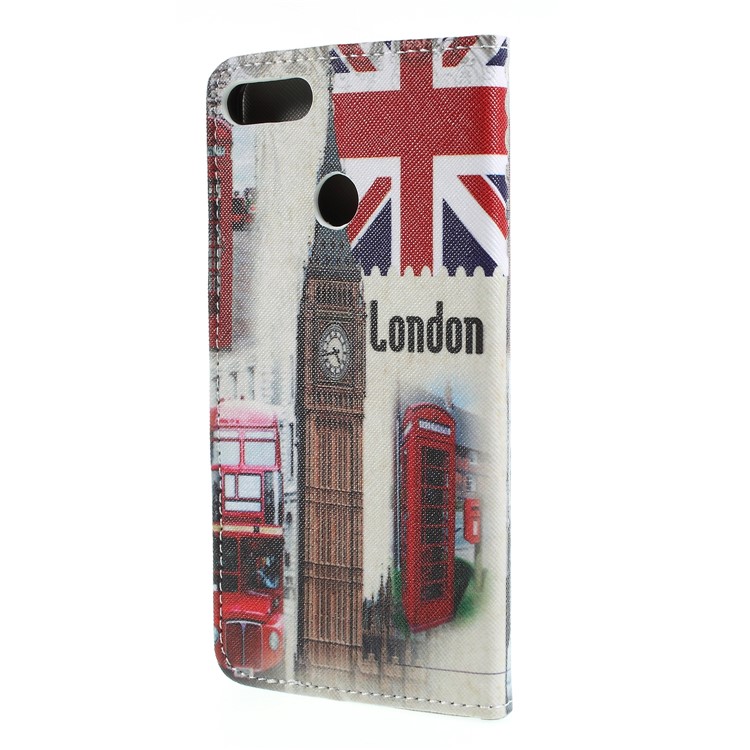 Cross Texture Patterned Wallet Leather Case for Huawei Y9 (2018)/Enjoy 8 Plus - London Element-2