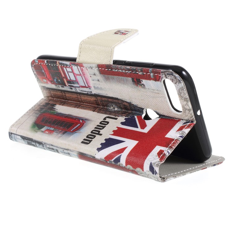 Cross Texture Patterned Wallet Leather Case for Huawei Y9 (2018)/Enjoy 8 Plus - London Element-5