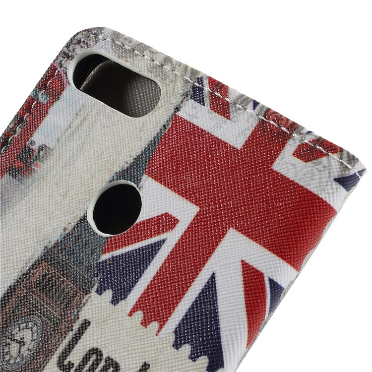Cross Texture Patterned Wallet Leather Case for Huawei Y9 (2018)/Enjoy 8 Plus - London Element-8