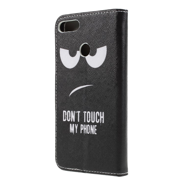 Cross Texture Patterned Wallet Leather Cover for Huawei Y9 (2018)/Enjoy 8 Plus - Do not Touch My Phone-2