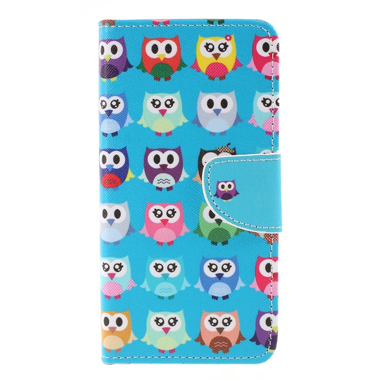 Cross Texture Patterned Wallet Leather Casing for Huawei Y9 (2018)/Enjoy 8 Plus - Multiple Owls-1