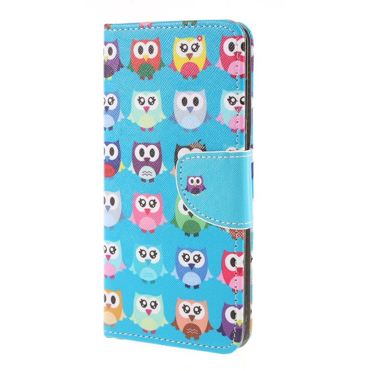 Cross Texture Patterned Wallet Leather Casing for Huawei Y9 (2018)/Enjoy 8 Plus - Multiple Owls-3