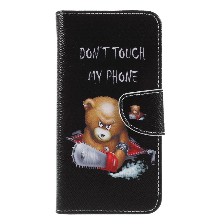 Cross Texture Patterned Wallet Leather Mobile Phone Case for Huawei Y9 (2018)/Enjoy 8 Plus - Angry Bear-1
