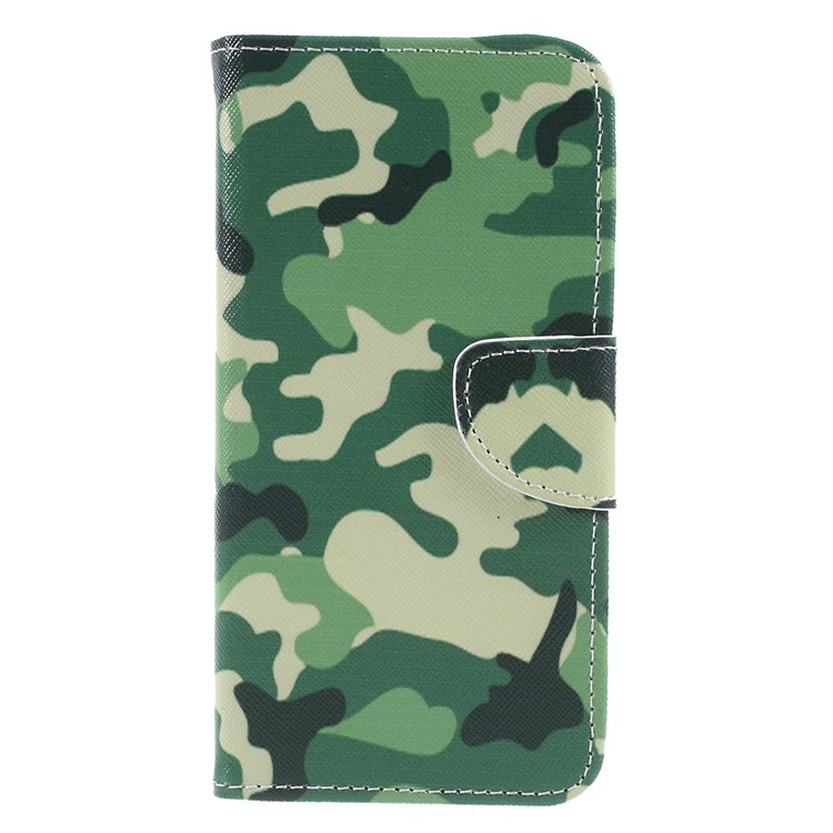 Cross Texture Patterned Wallet Leather Cell Phone Case for Huawei Y9 (2018)/Enjoy 8 Plus - Camouflage Pattern-1