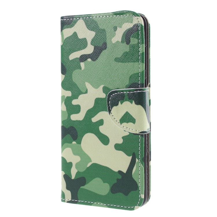 Cross Texture Patterned Wallet Leather Cell Phone Case for Huawei Y9 (2018)/Enjoy 8 Plus - Camouflage Pattern-3