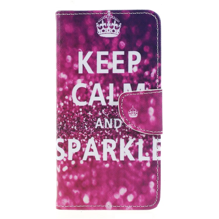 Cross Texture Patterned Wallet Leather Mobile Phone Cover for Huawei Y9 (2018)/Enjoy 8 Plus - Keep Calm and Sparkle-1