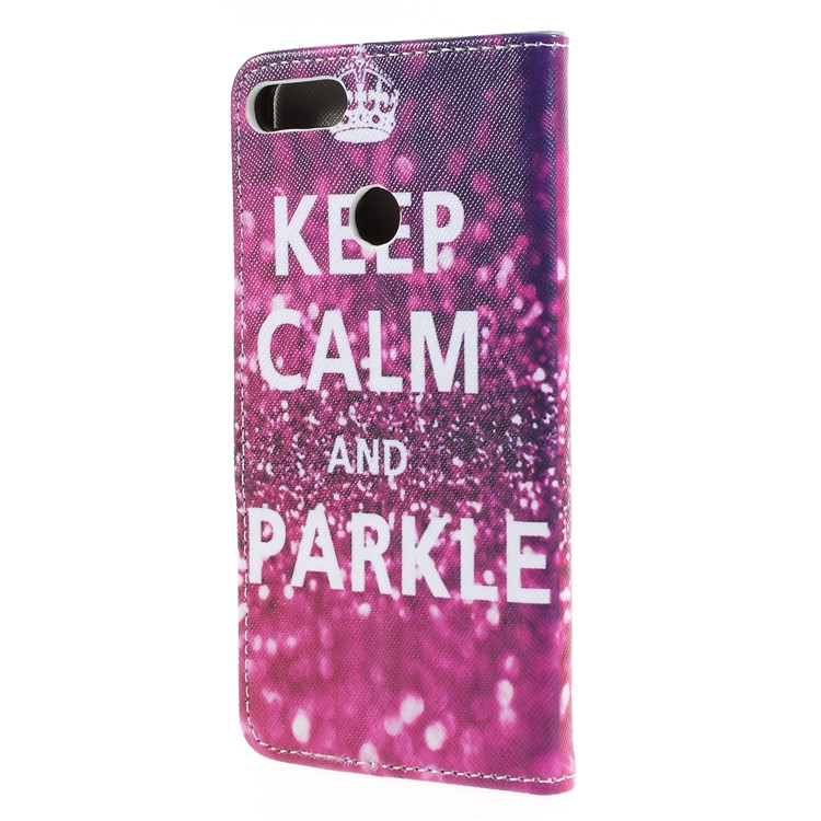 Cross Texture Patterned Wallet Leather Mobile Phone Cover for Huawei Y9 (2018)/Enjoy 8 Plus - Keep Calm and Sparkle-2