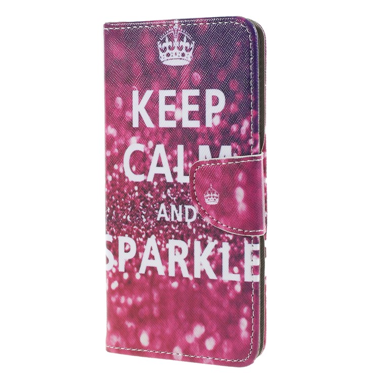 Cross Texture Patterned Wallet Leather Mobile Phone Cover for Huawei Y9 (2018)/Enjoy 8 Plus - Keep Calm and Sparkle-3