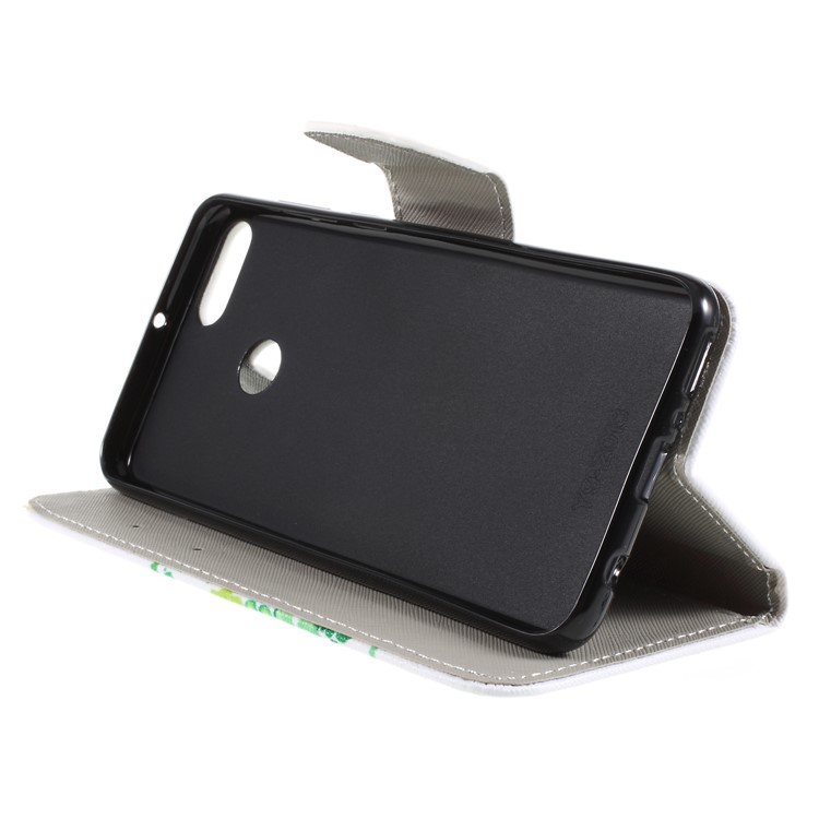 Cross Texture Patterned Wallet Leather Cell Phone Cover for Huawei Y9 (2018)/Enjoy 8 Plus - Green Tree-4