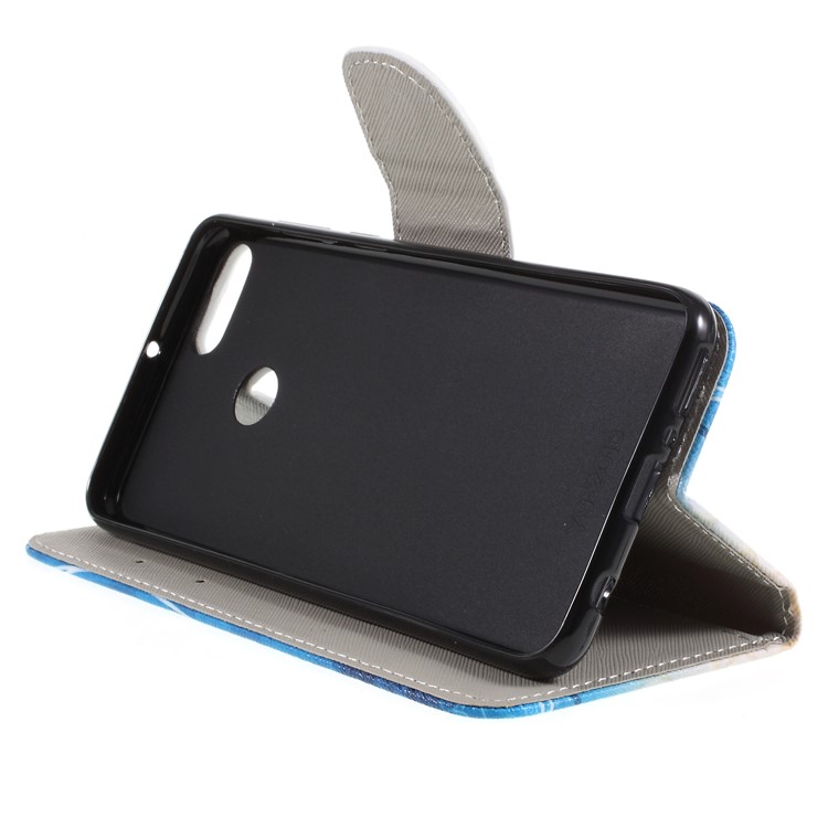 Cross Texture Patterned Wallet Leather Protective Case for Huawei Y9 (2018)/Enjoy 8 Plus - Blue Butterfly-4