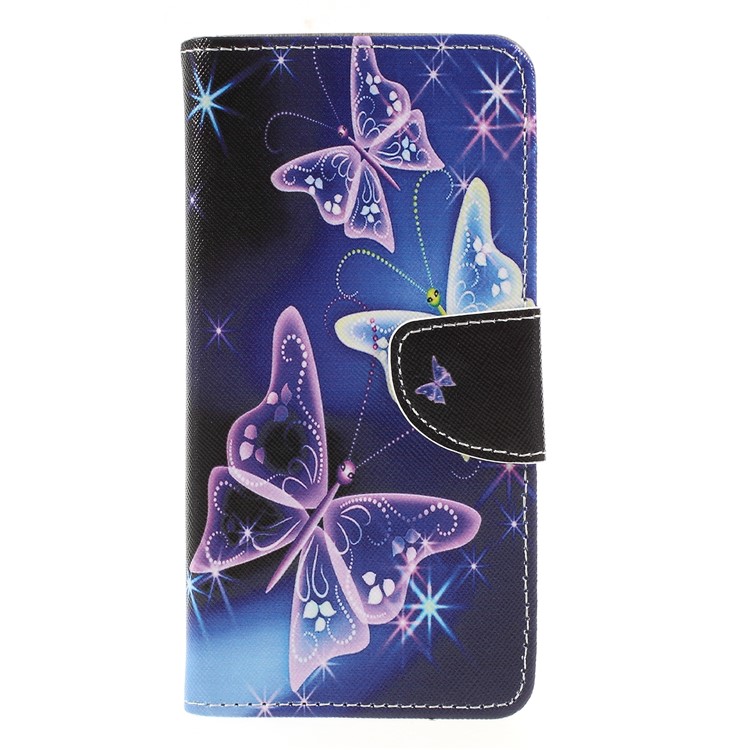 Cross Texture Patterned Wallet Leather Protective Cover for Huawei Y9 (2018)/Enjoy 8 Plus - Butterflies Pattern-1