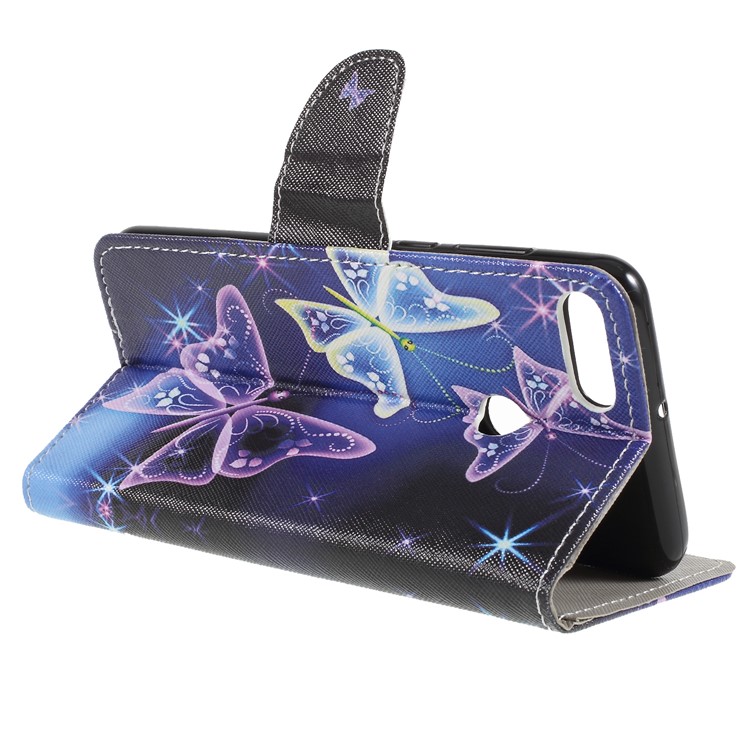 Cross Texture Patterned Wallet Leather Protective Cover for Huawei Y9 (2018)/Enjoy 8 Plus - Butterflies Pattern-5