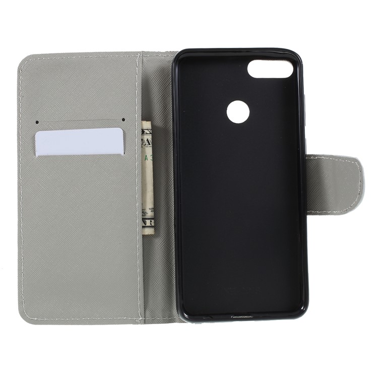 Cross Texture Patterned Wallet Leather Protective Cover for Huawei Y9 (2018)/Enjoy 8 Plus - Butterflies Pattern-6