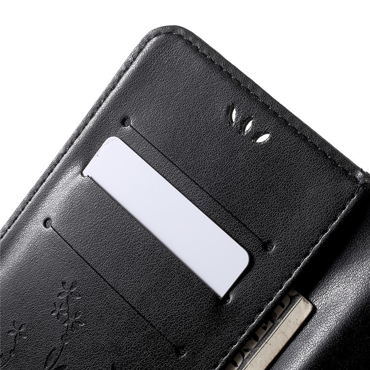 Imprint Butterfly Flower Leather Wallet Stand Case for Huawei P Smart / Enjoy 7S - Black-6