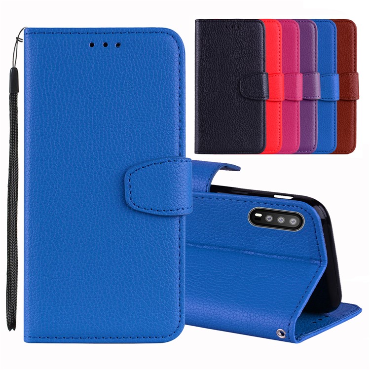 Litchi Skin Magnetic Leather Stand Case for Huawei P20 Pro - Blue-1