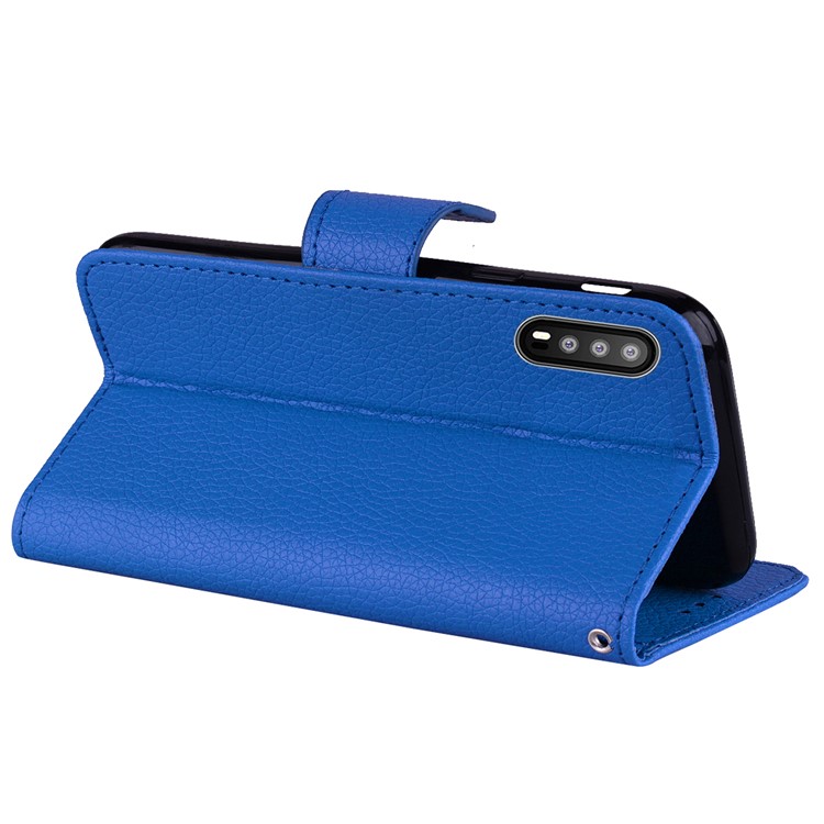 Litchi Skin Magnetic Leather Stand Case for Huawei P20 Pro - Blue-5