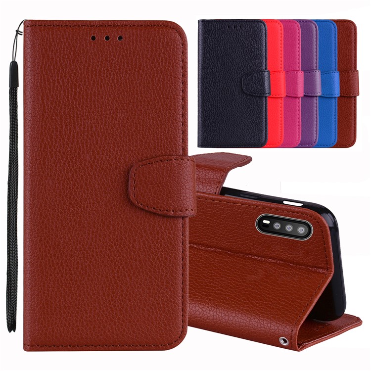 Litchi Skin Wallet Leather Cell Phone Case for Huawei P20 Pro - Brown-1
