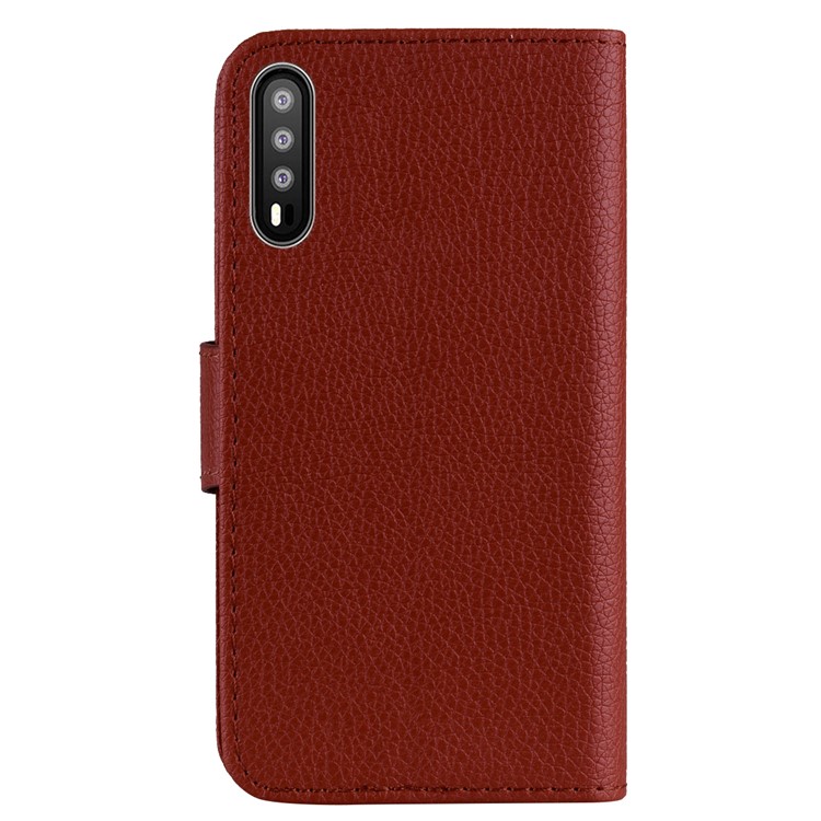 Litchi Skin Wallet Leather Cell Phone Case for Huawei P20 Pro - Brown-3