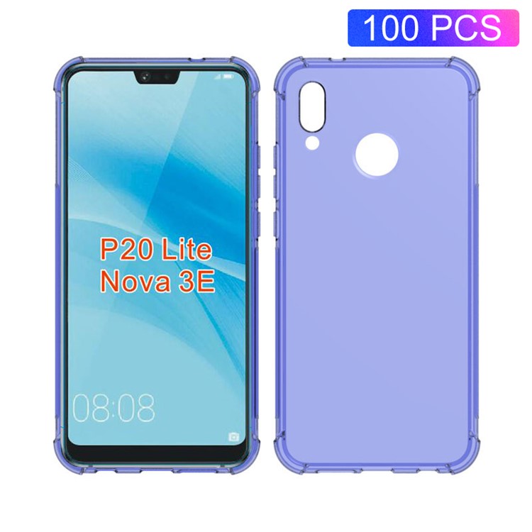 100Pcs/Lot Four Corners Drop-resistant TPU Protective Cover for Huawei P20 Lite / Nova 3e - Purple-1