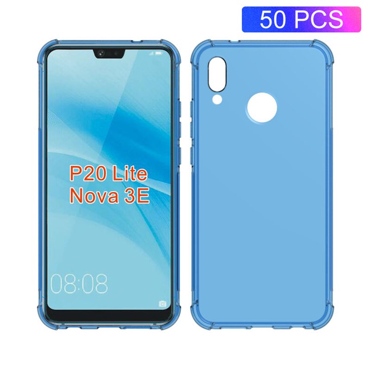 50Pcs/Lot Four Corners Drop-resistant TPU Gel Mobile Shell for Huawei P20 Lite / Nova 3e - Dark Blue-1