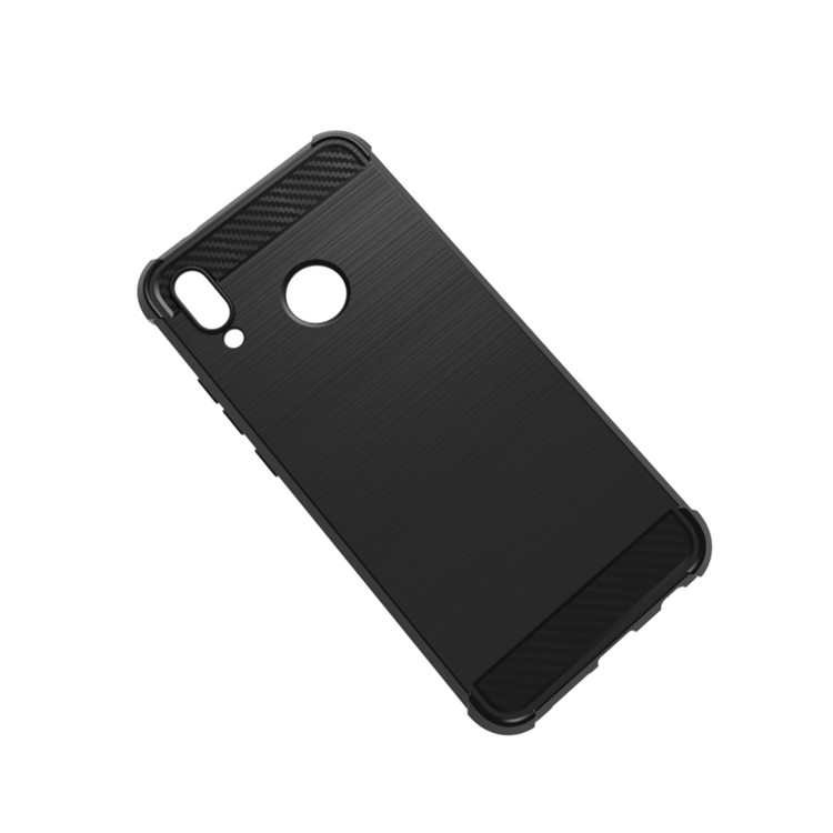 Anti-drop Carbon Fiber Texture Brushed TPU Mobile Phone Casing for Huawei P20 Lite/Nova 3e - Black-2