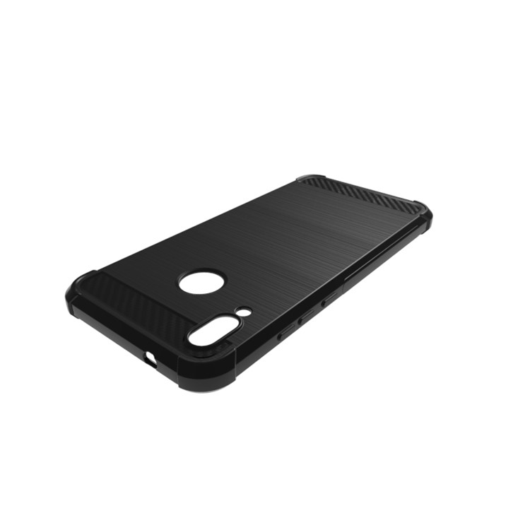 Anti-drop Carbon Fiber Texture Brushed TPU Mobile Phone Casing for Huawei P20 Lite/Nova 3e - Black-6
