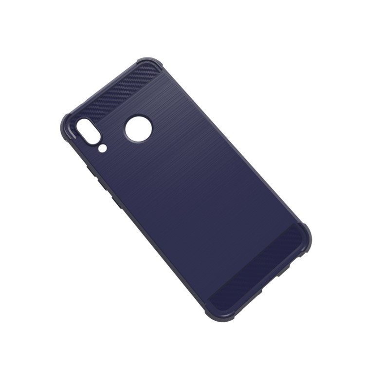 Anti-drop Carbon Fiber Texture Brushed TPU Back Casing for Huawei P20 Lite/Nova 3e - Dark Blue-2