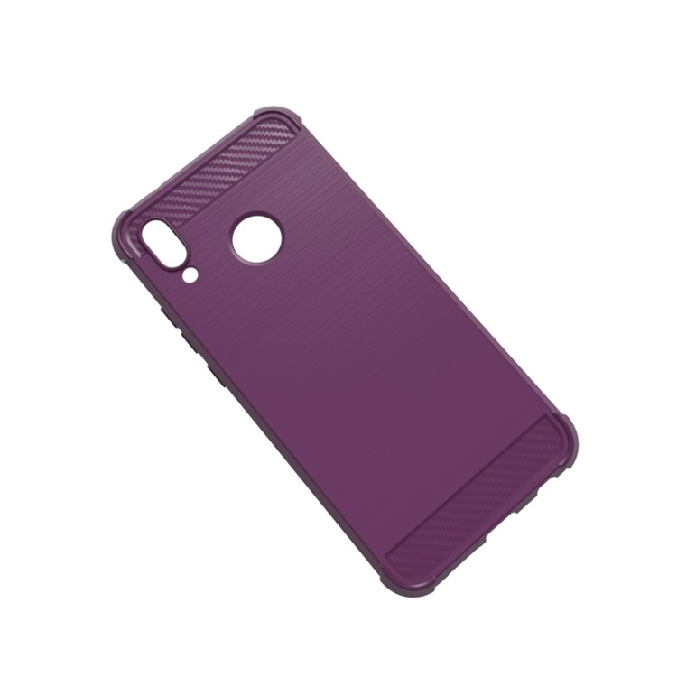 Anti-drop Carbon Fiber Texture Brushed Soft TPU Case for Huawei P20 Lite/Nova 3e - Dark Purple-2