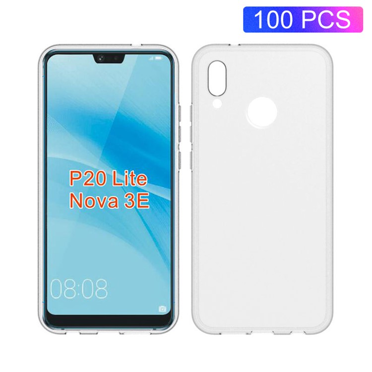 100PCS/Pack Matte Pudding Soft TPU Mobile Phone Case for Huawei P20 Lite/Nova 3e - Transparent-1