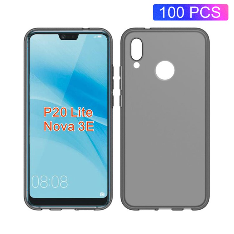 100PCS/Pack Matte Pudding Soft TPU Mobile Phone Cover for Huawei P20 Lite/Nova 3e - Grey-1