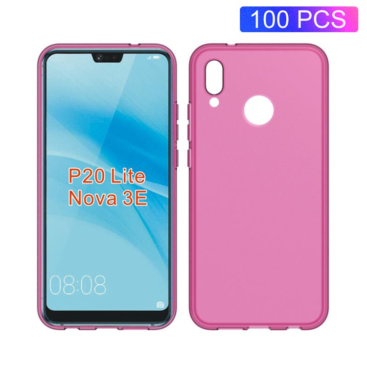 100PCS/Pack Matte Pudding Soft TPU Mobile Phone Shell for Huawei P20 Lite/Nova 3e - Rose-1