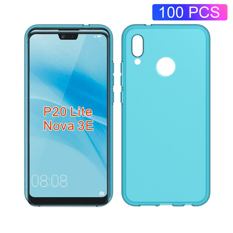100PCS/Pack Matte Pudding Soft TPU Cell Phone Case for Huawei P20 Lite/Nova 3e - Cyan-1