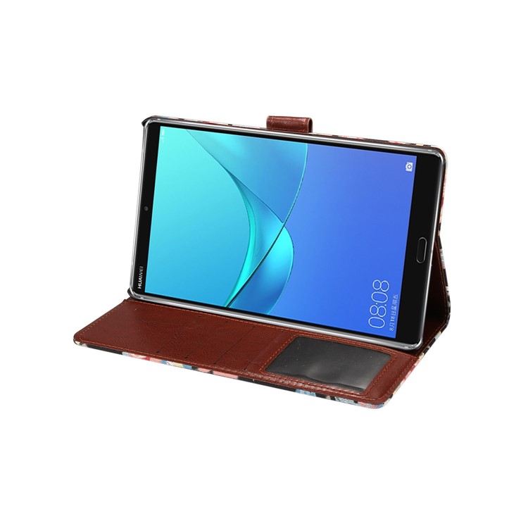 Cloth Texture Leather Auto Wake Up/Sleep Stand Case for Huawei MediaPad M5 8 with Card Slot - Black-6