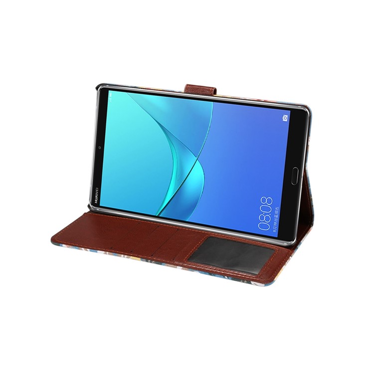 Cloth Texture Leather Auto Wake Up/Sleep Stand Tablet Shell with Card Slots for Huawei MediaPad M5 8 with Card Slot - Blue-5