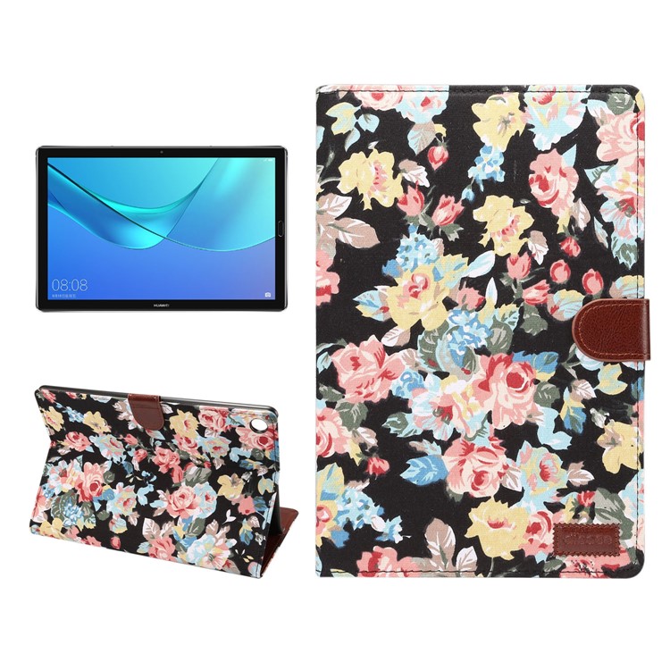 Cloth Texture Leather Auto Wake Up/Sleep Stand Case for Huawei MediaPad M5 10 / MediaPad M5 10 (Pro) with Card Slot - Black-1